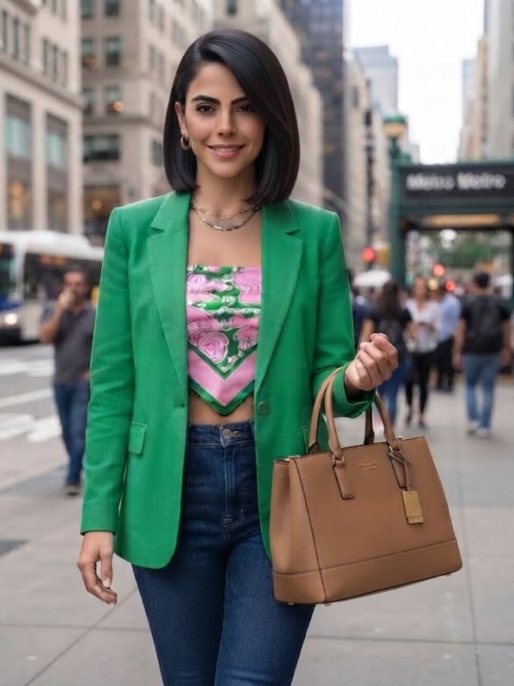 Farm Rio Modern Blazer in Kelly Green - NWT